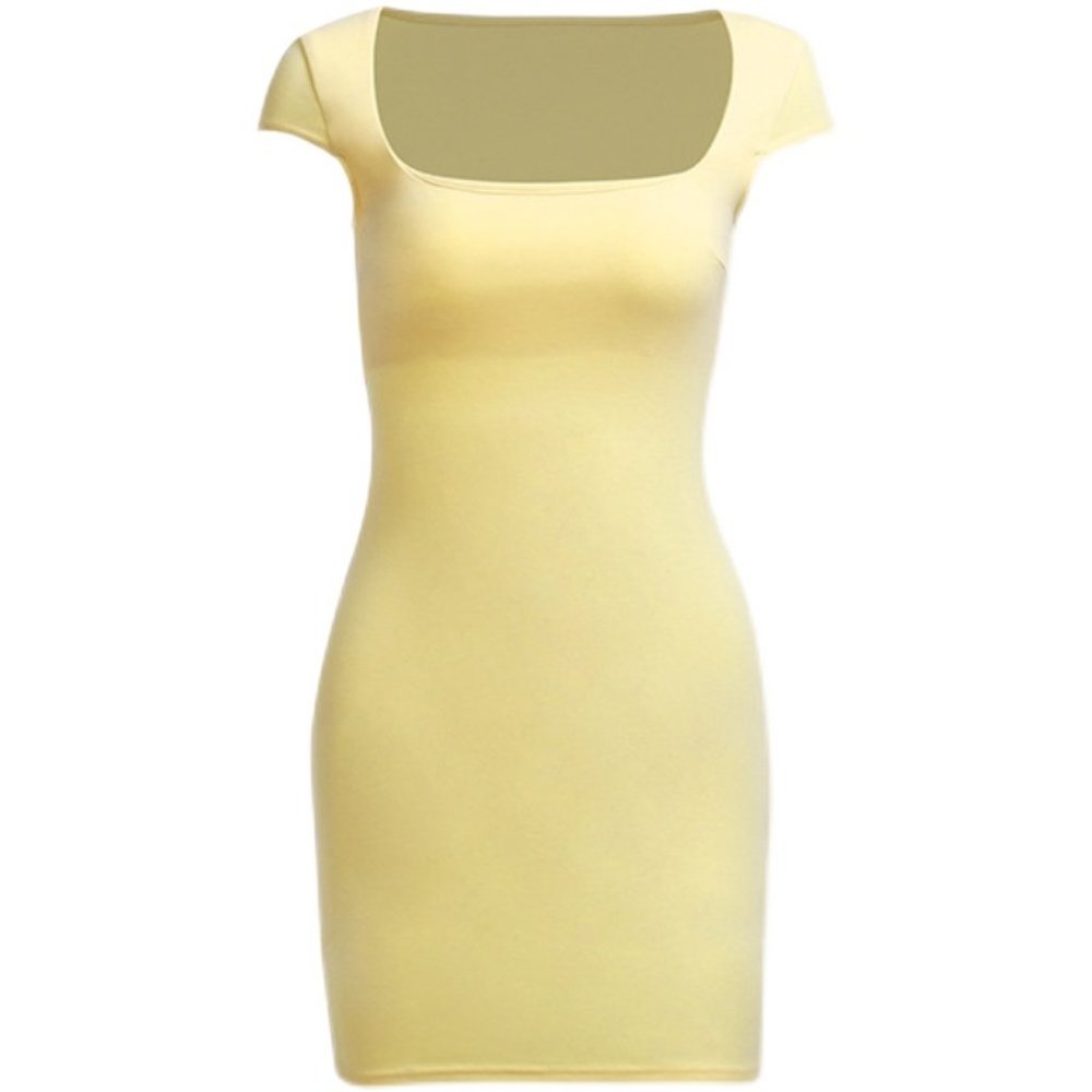 Hip wrap dress for women, summer waist open, sexy square neck, spicy girl, pure